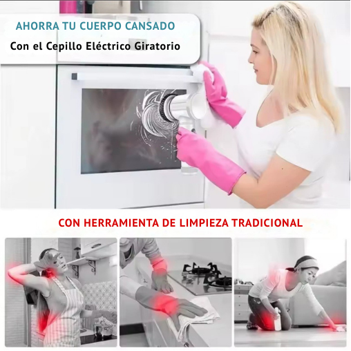 Cepillo limpiador giratorio eléctrico, cepillo de limpieza con 5 cabezales de cepillo reemplazables para bañera, suelo, azulejos, estufa, vidrio.